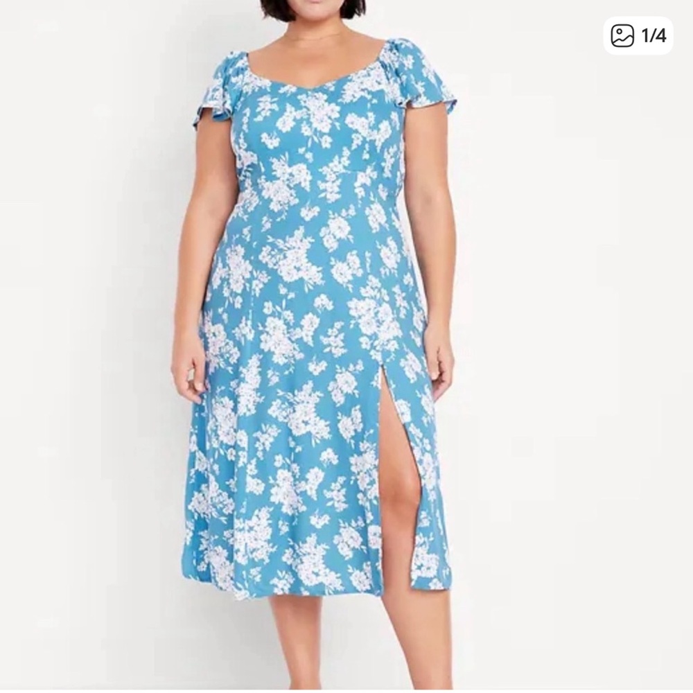 Old Navy Women’s Flutter-Sleeve Crepe Midi Dress